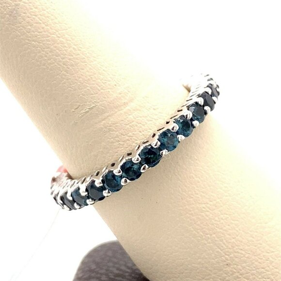 Sterling Silver & London Topaz Size 9 Eternity Band Ring! 42 - Picture 2 of 6